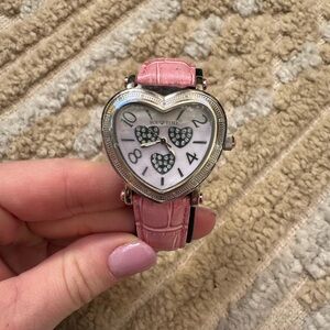 Pink Ladies Diamond Heart Watch